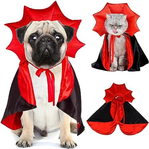 Cape Costume - Pet Costumes Cat Vampire Cloak, Funny Cosplay Dress Devil Wizard Outfit, Witch Clothes Small Medium Dogs Cats Puppy, Dog Mantle Apparel