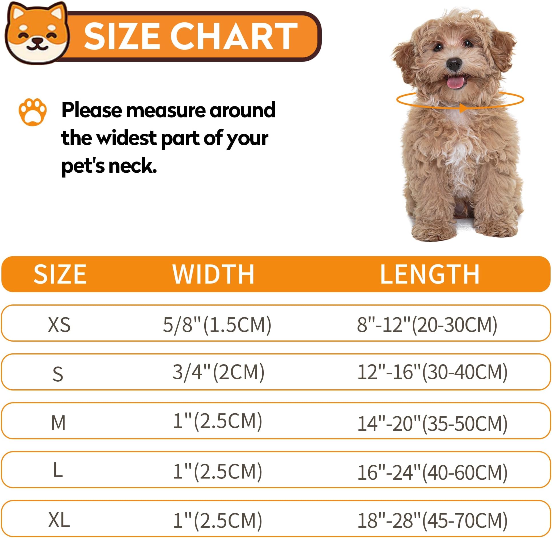 PWOD Reflective Dog Collar, Adjustable Soft Neoprene Padded Nylon Pet Collars with Buckle for Dogs,,M