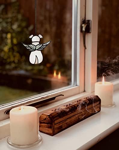 Glass Window Hanging Angel Memorial Gifts for Loss of Dog Sympathy Gift Suncatcher Passing Away Remembrance Memory Ornaments for Dog Lovers Rainbow Wi