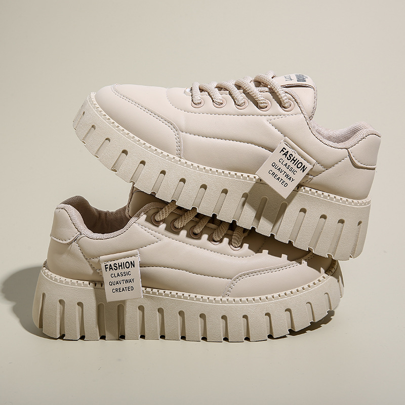 Female New Spring White Little Student Korean Edition Instagram Trendy Versatile Thick Sole Board Casual Shoes Lhshoe
