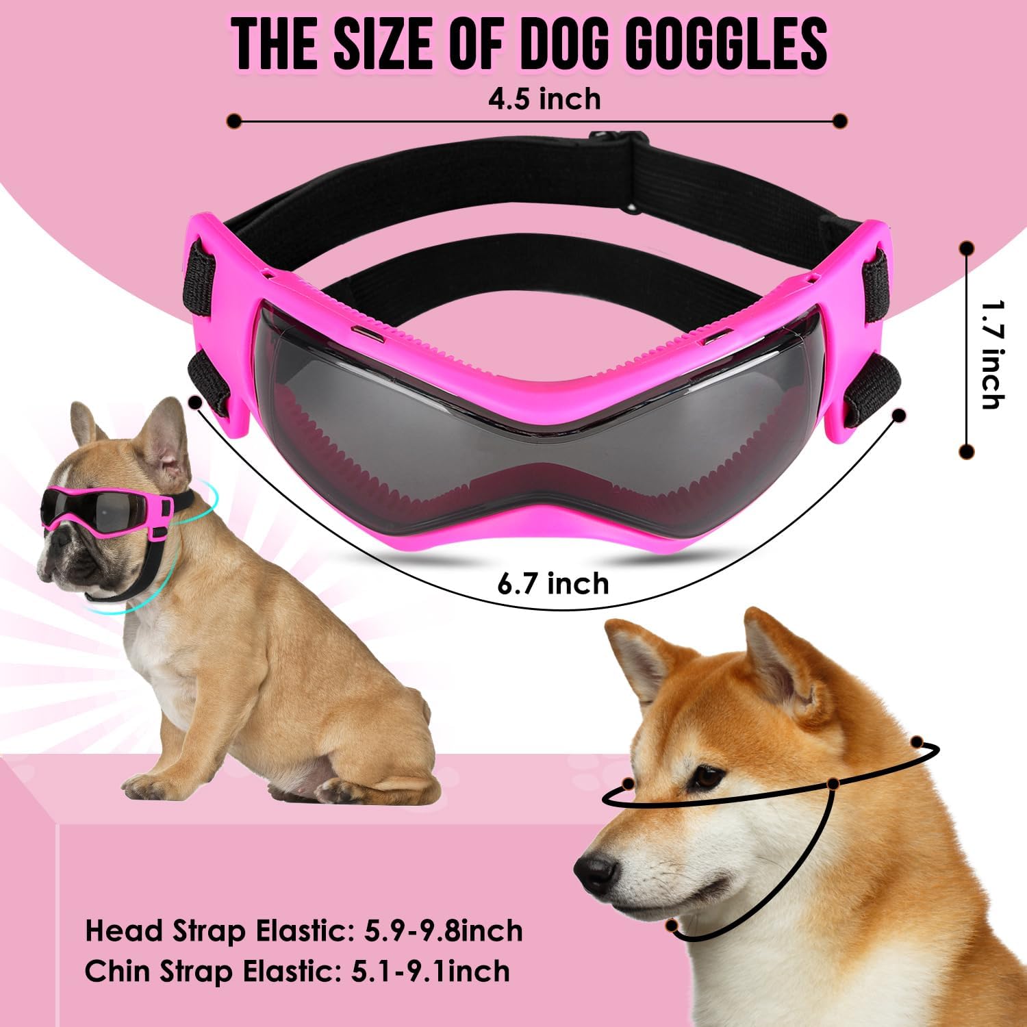 SlowTon and Goggles - UV Protection Doggy Sunglasses Dog Glasses Pet Motorcycle Helmet with Ear Holes Adjustable Belt Safety Hat for Medium Large Dogs
