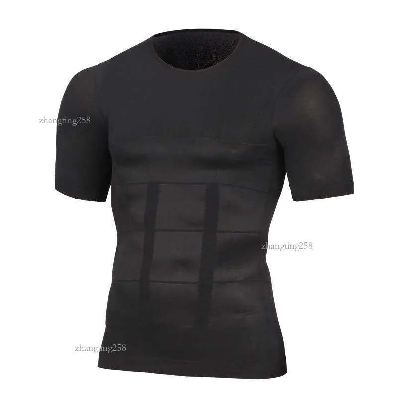 Men's T-Shirts Men Body Shapers Fitness Elastic Abdomen Tight Fitting Short Sleeve Shirt Tank Tops Shape Underwear Slimming Boobs Shaping
