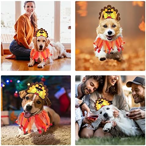 BWOGUE Costume Thanksgiving Dog Headband with Elastic Turkey Decorative Pet Collar Holiday Party Accessories Decoration for Medium Large Dogs