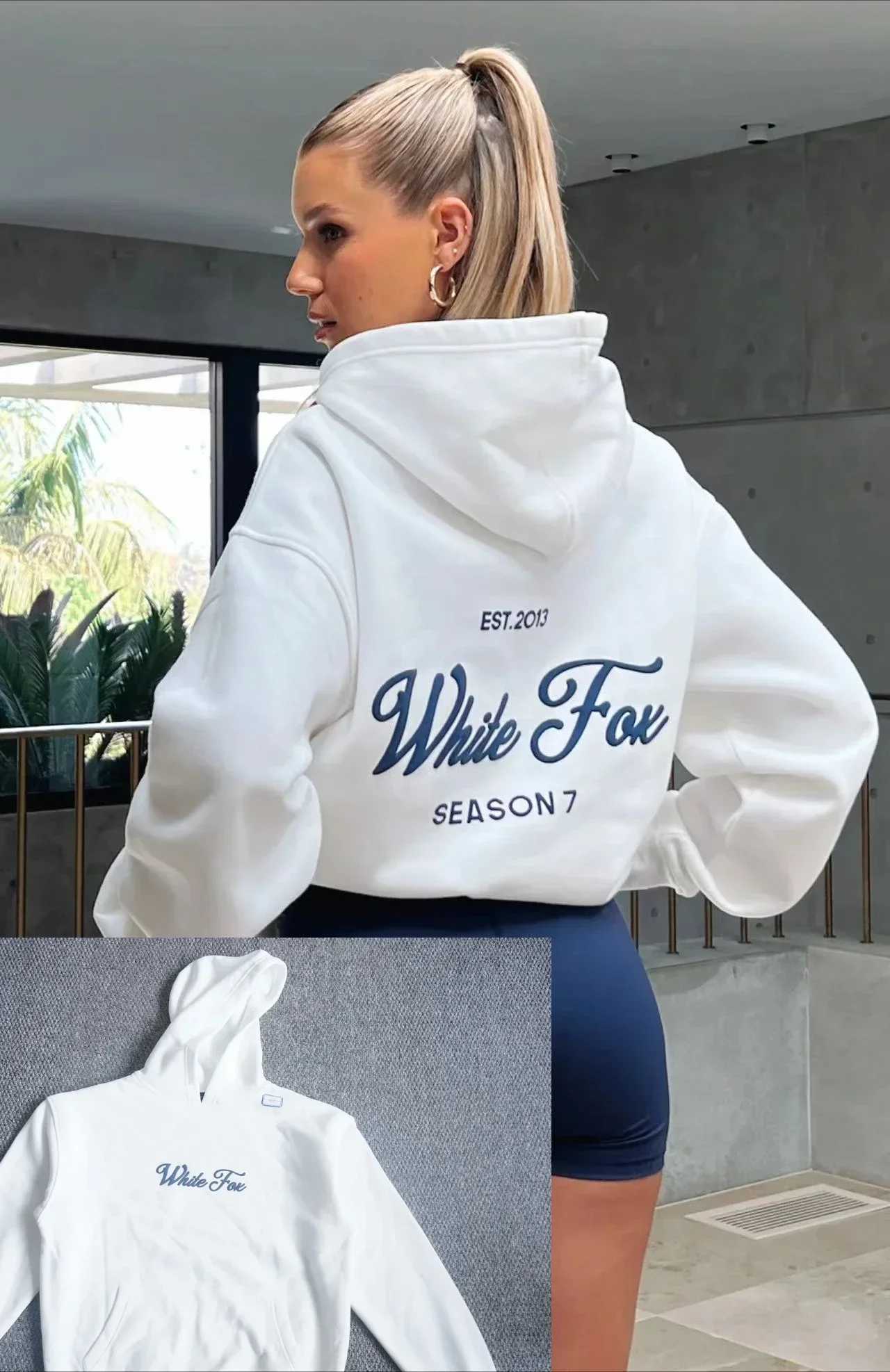 2025 Womens Hoodie Set Printed with Wool Letters Loose Sports Hoodies Coarse Plaid Clothes Winter Clothes Women K Pop ClothesC241126
