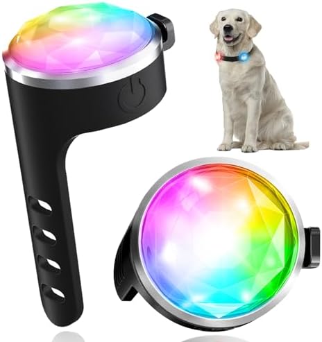 Tubasion Rechargeable Light, 2024 Best 7 Color Changing Light Collar with 100% Waterproof and Durable Silicone Band. Dog Lights for Night Walking, Cam