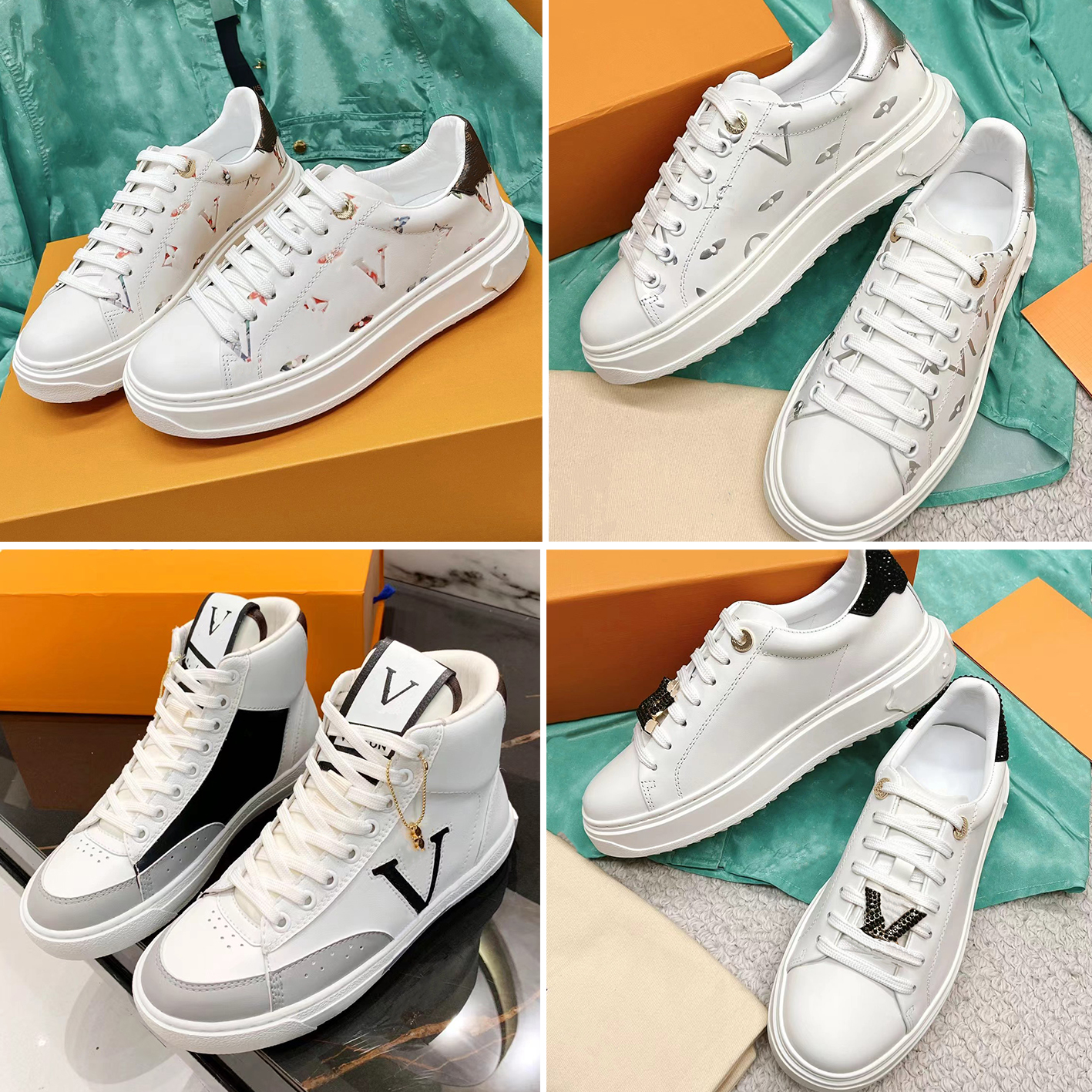 Designer Time out Men Women Casual Shoes Leather Sneakers cowhide Platform shoes Charlie High top Trainers Fashion Lace-up Rubber sole sneaker Size EUR35-45
