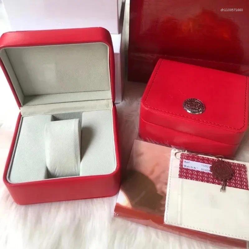 Watch Boxes Leather Red Organzier Luxury Mechanical Wrist Watches Display Box Portable Travel Shockproof Storage