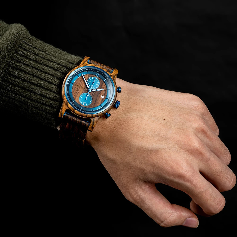 BOBO BIRD Wood Watch Men Business Japanese Quartz Movement Watches Engraved Chronograph Wristwatch with Date Display Custom Gift 241125