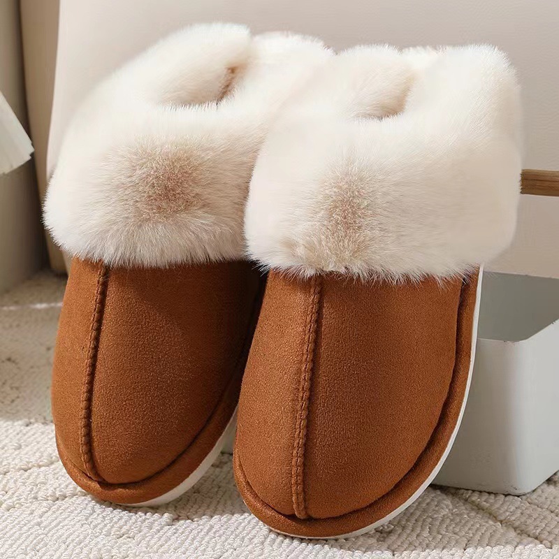 Free shipping winter flat fur slippers for women pink beige khaki grey Tan mens designer slides outdoor womens snow slipper comfort slip-on flats shoe