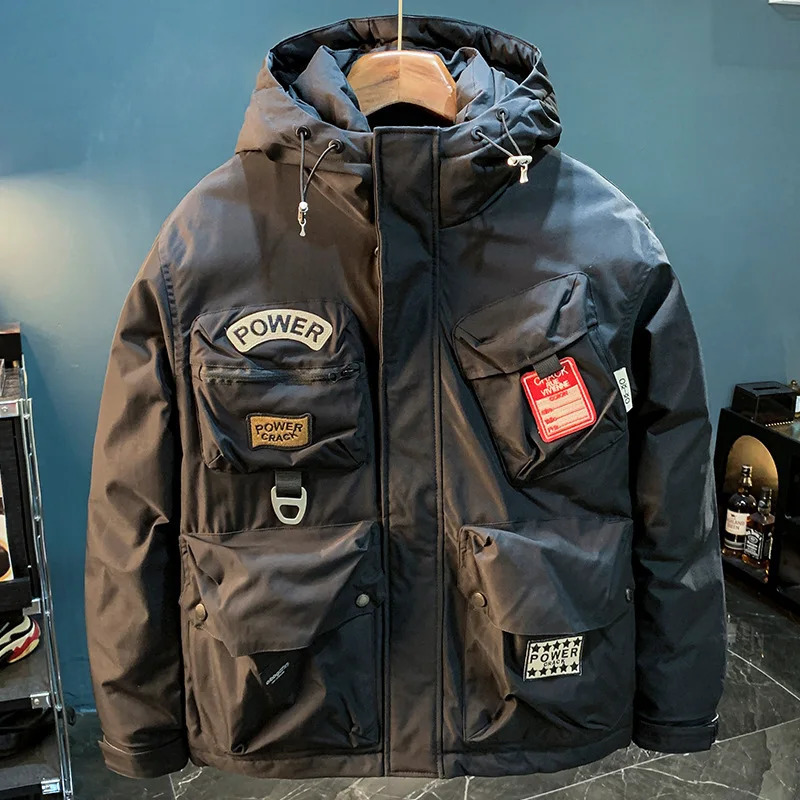 Outdoor ColdResistant Tooling down Jacket Mens Winter Hooded Fashionable HighEnd White Duck Warm Coat 241112