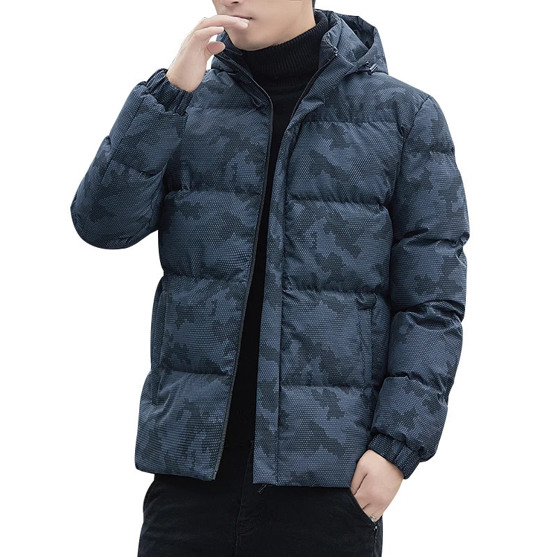 Winter MenS Casual Camo Hooded Cotton Coat Youth Fashion Loose Versatile Cold Resistant And Warm Down Male 241126