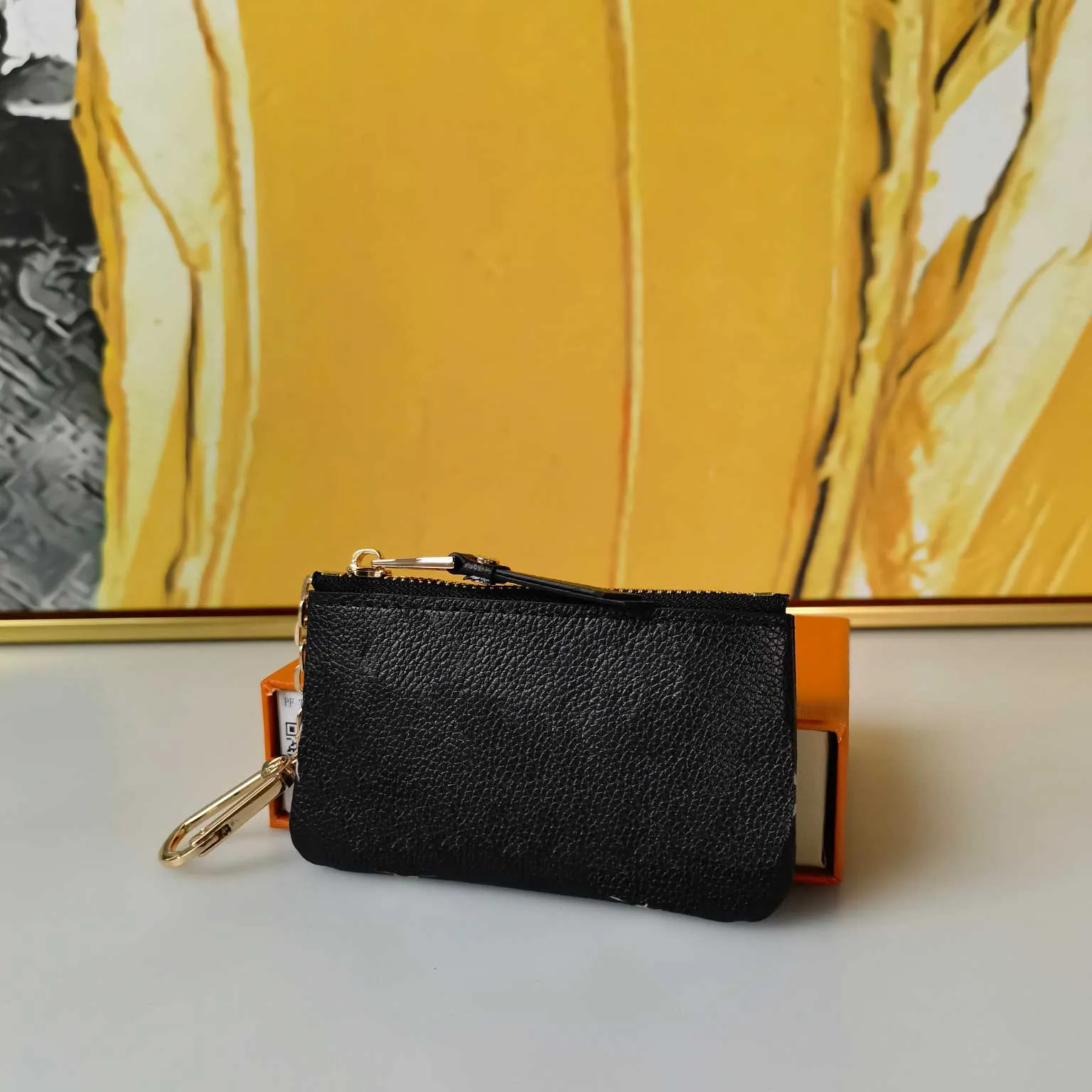 AAAA Key pouch women card holder small zippy wallets key designer coin purse Brown flower poke key chain Genuine Leather luxury men wallet Coin Purses Key Wallets
