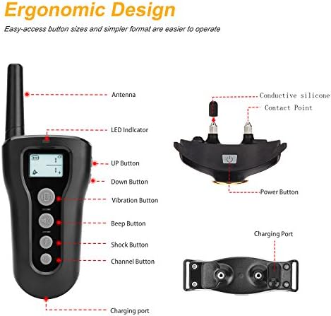 Bousnic Dog Training 2 Upgraded 1000ft Remote Rechargeable Waterproof Electric Collar with Beep Vibration Shock for Small Medium Large Dogs (15lbs - 1