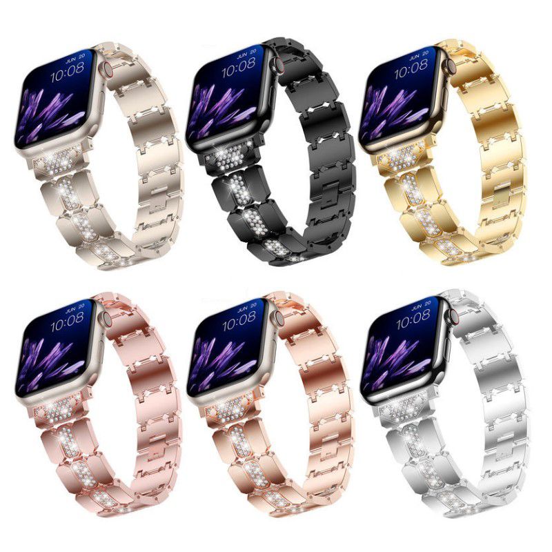 For Apple Watch Luxury Straps Ladies Apple Watch Ultra Bands 46 49 45 44 42 41 40 38mm Metal Bling iwatch Women Bracelets 10 Ultra 9 8 7 6 5 4 3 2 1 SE Watchbands Replacements