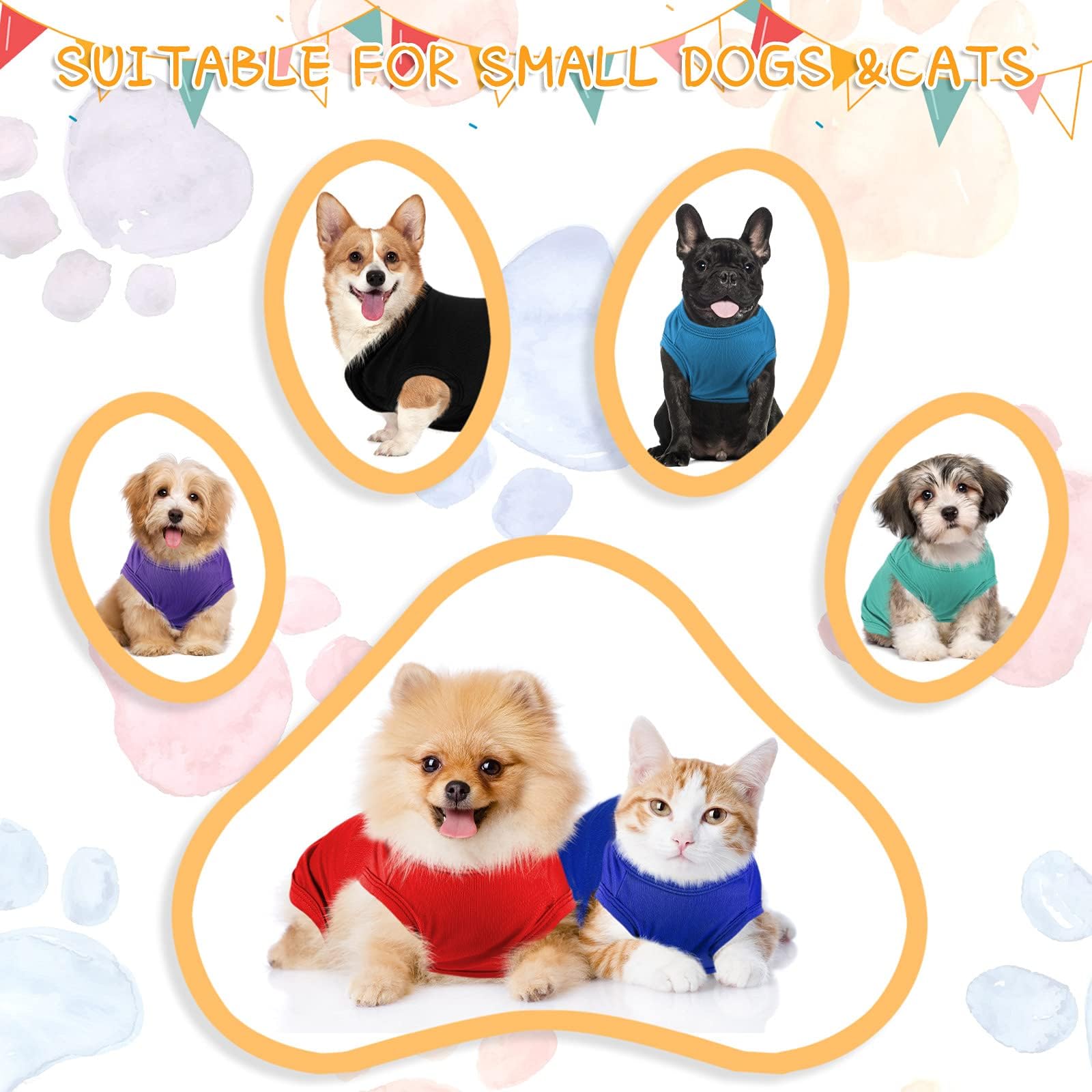 Pieces Small Clothes Cute Blank Puppy Shirts Soft Sweatshirts Breathable Dog Outfit for Pet Dogs Cats Accessories, 16 Styles(M