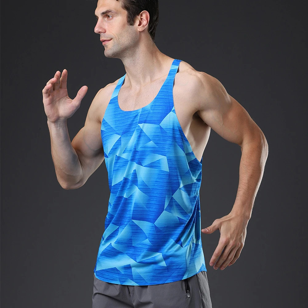 Mens Runnning Tank Top Athletics T-shirt Fitness Quick Dry Gym Outfit Men Marathon Vest Sleeveless Shirt Track Field Singlet 240416