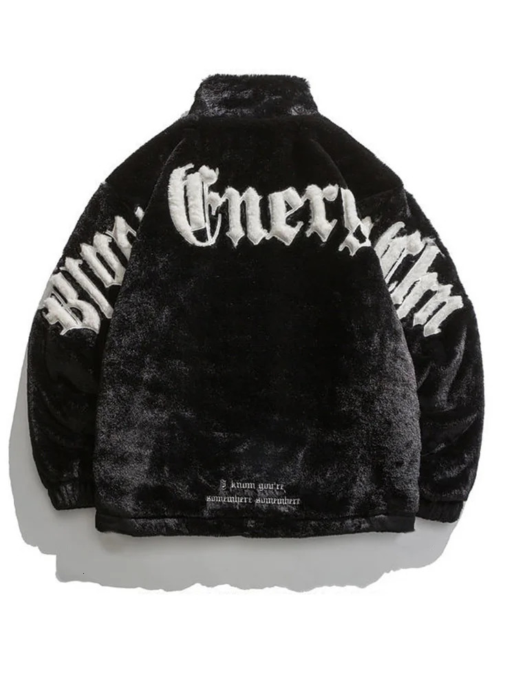 Gmiixder Mink Fur Standup Collar Embroidered Padded Jacket Men Winter Casual Thickened Coat Unisex Warm Streetwear 241112