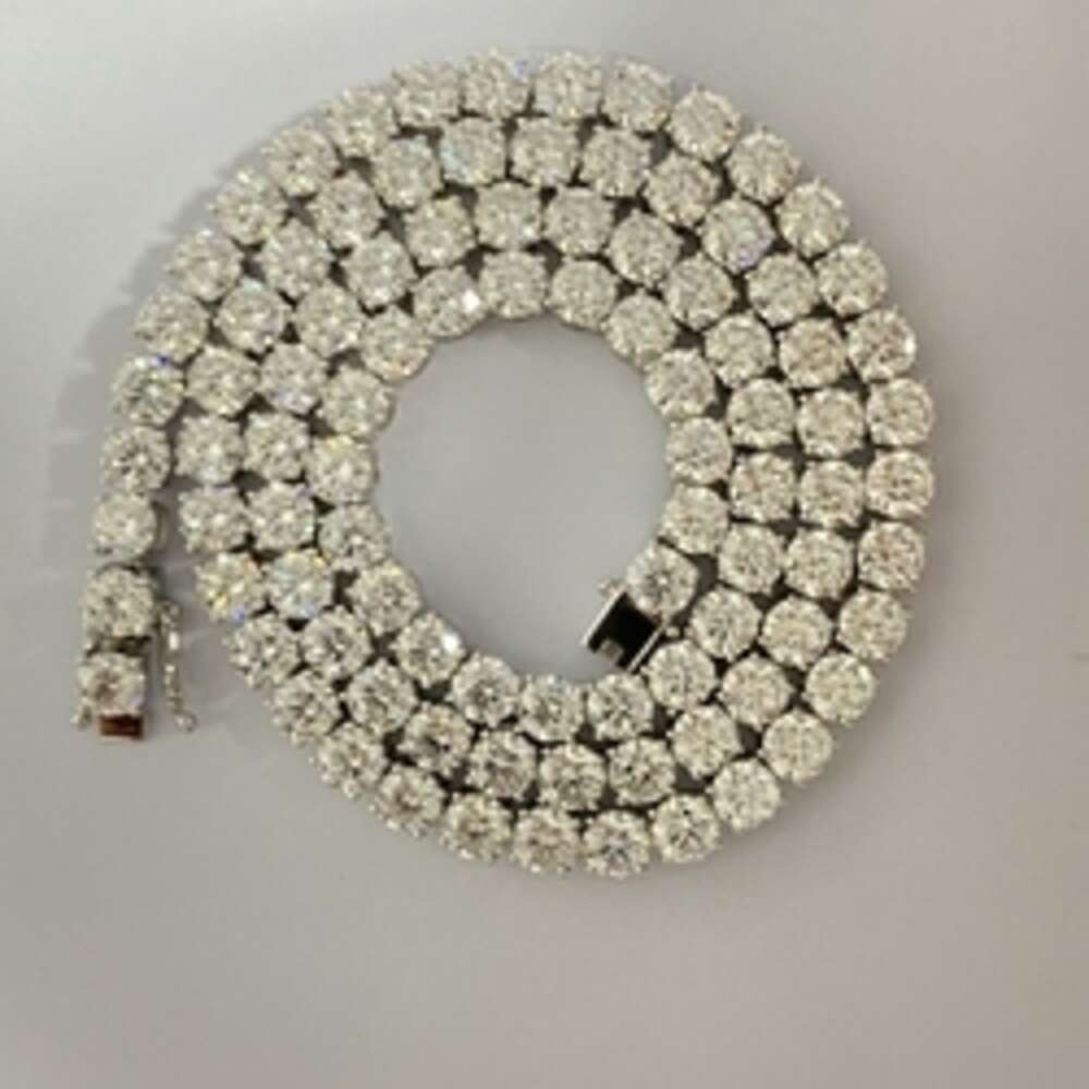 Hq Gems 18 Inch 5mm 925 Sterling Silver Iced Out Moissanite Diamond Hip Hop Jewelry Tennis Necklace Chain for Men