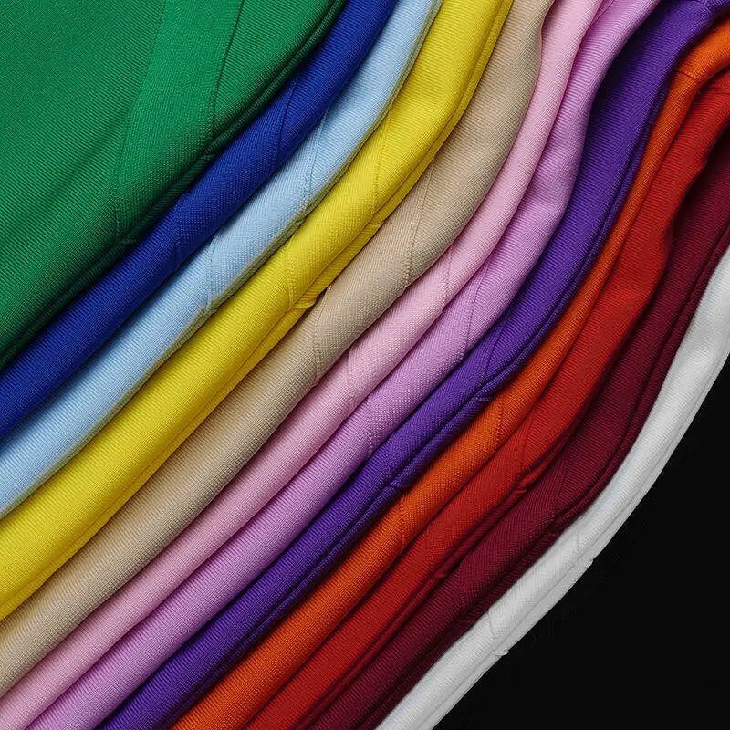 High Quality Pink Green Red Bodycon Knee Length Rayon Bandage Dress Evening Party Vestidos 241126