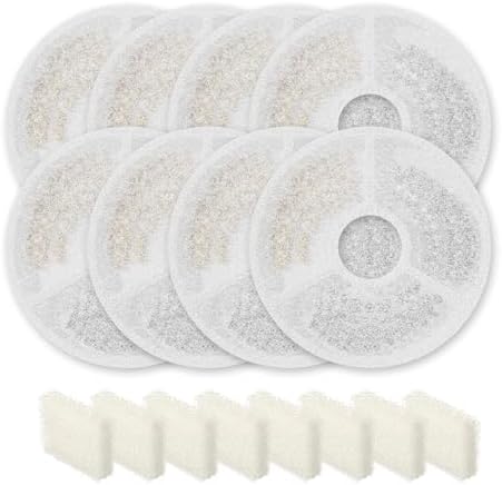 SARPAWS 8 Pack Replacement Filters & 8 Pack Pre-Filter Sponges Set u2013 Official Replacement Filters for Sarpaws Cat Drinking Water Fountains Dog