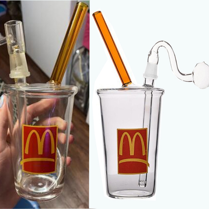 Mcdonald's Beaker Glass Water Bogns Smoke Pipe Hookahs Heady Glass Dab Rigs Oil Bong With 14mm Banger