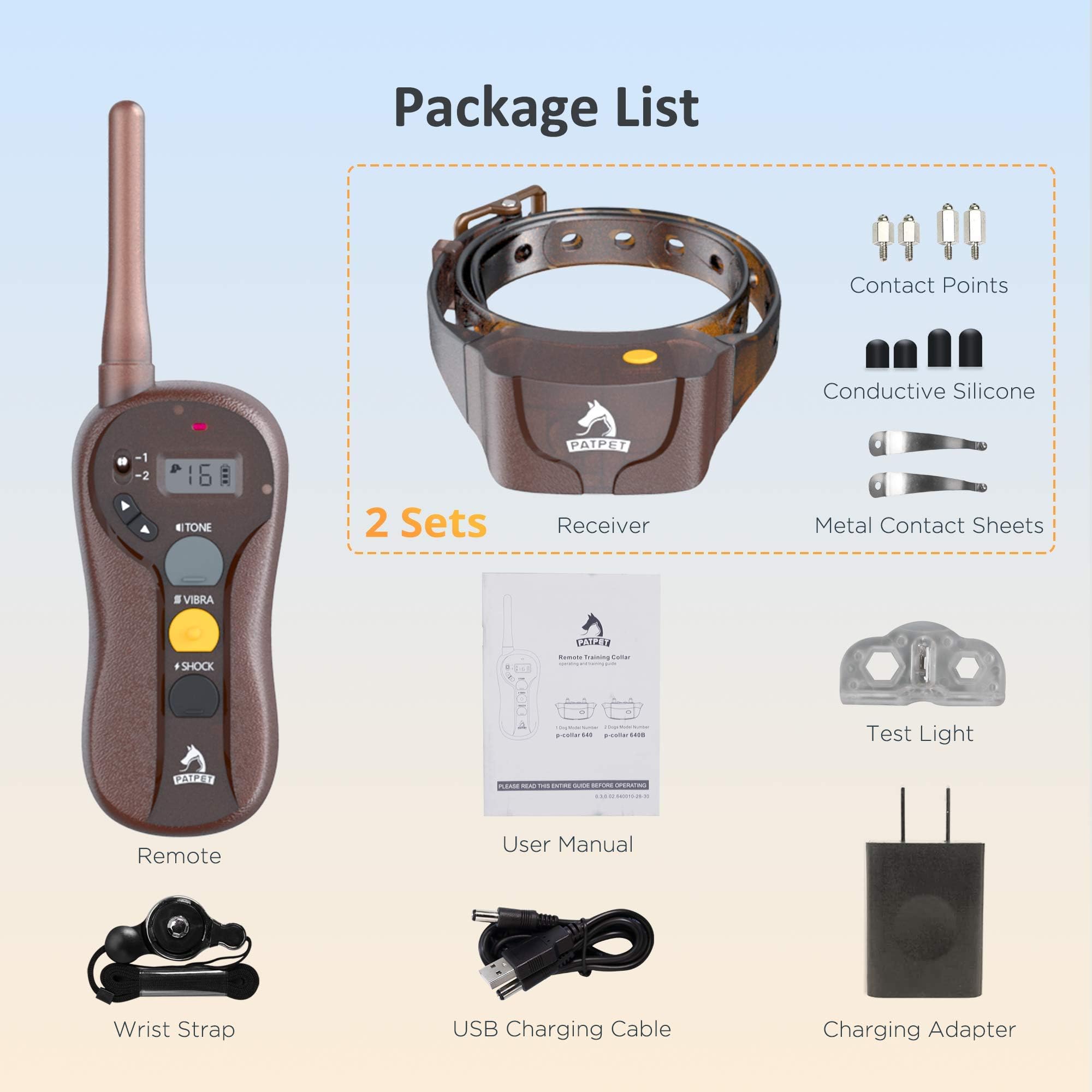 PATPET Dog Large - IPX7 Waterproof E Collar for Dogs Training with Beep, Vibration and Static Modes