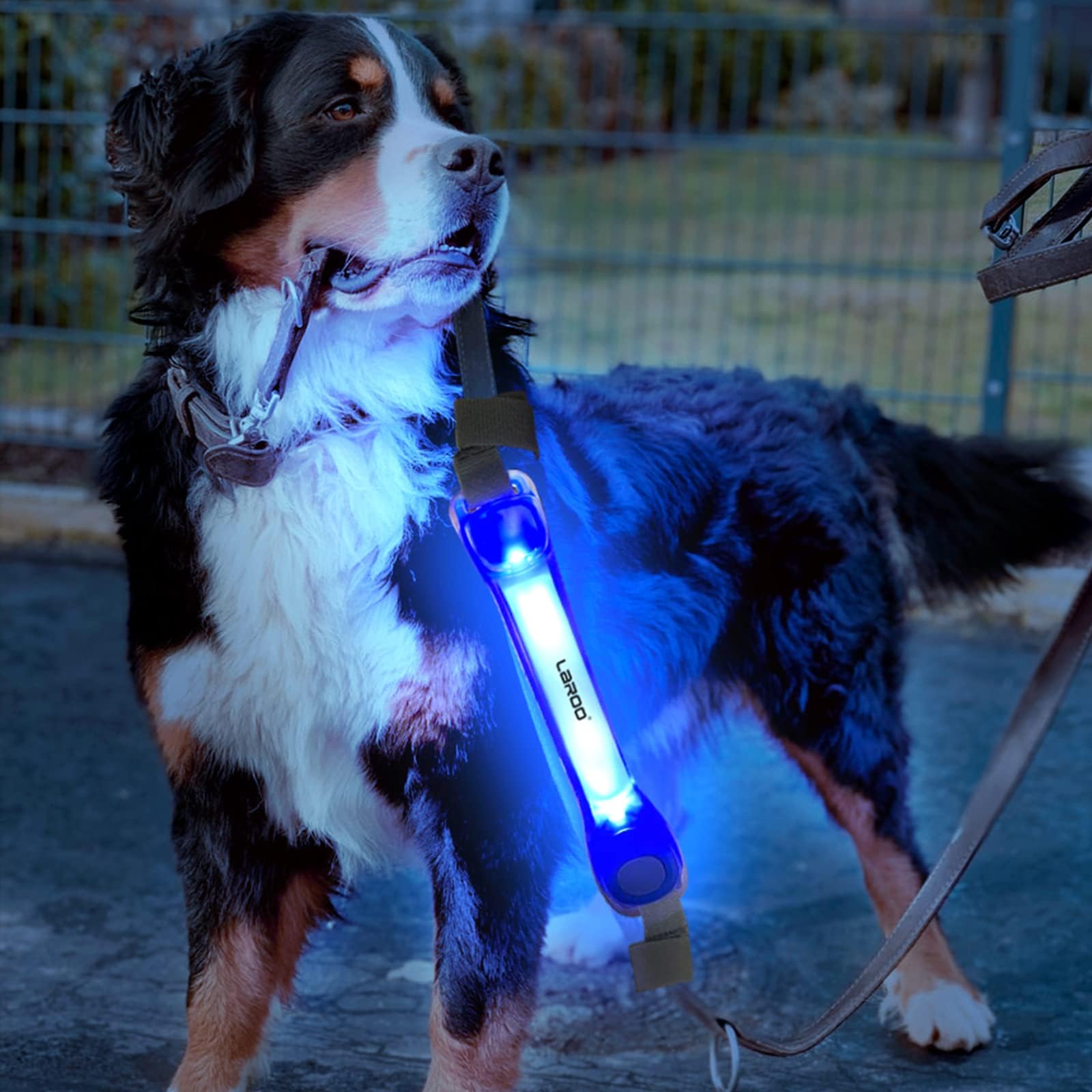LaRoo Light Up with Nylon Stickers, Universal Glowing Accessories for Leash Harness, Silicone Waterproof Dog LED Flashing Collar Night Outdoor Safety