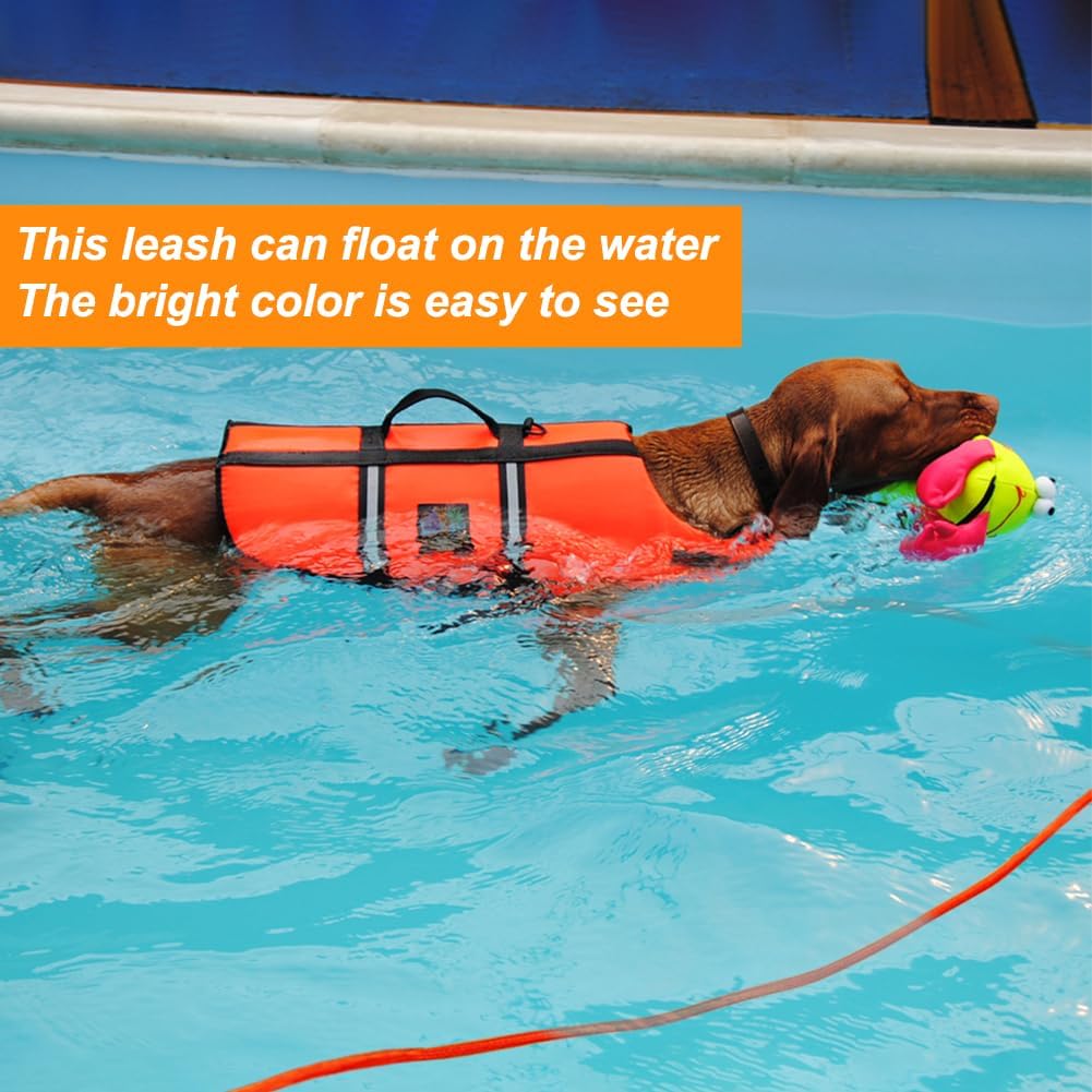 Vivifying Floating Long 20FT Training Leash, Lightweight Dog Check Cord Rope Leash with Comfortable Handle for Outside, Hiking, Swimming, Beach and La