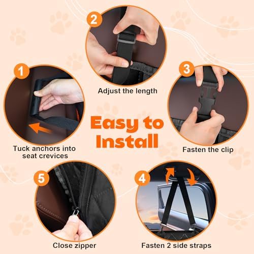 Back Seat Cover for Dogs, Dog Car Seat Cover for Back Seat, Waterproof Dog Hammock for Car Travel Bed, Foldable Backseat Pet Protector in Car SUV Truc