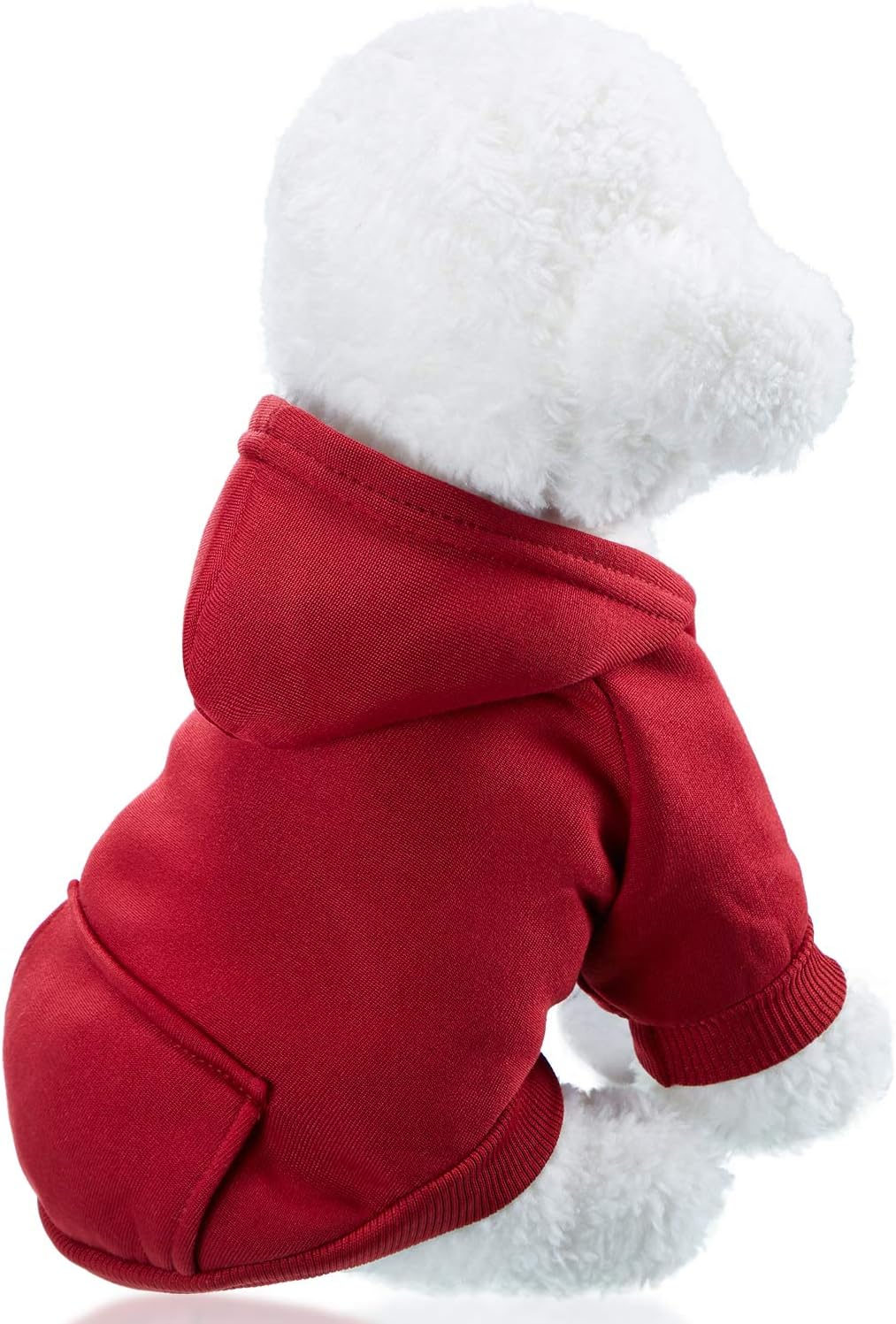 2 Pieces Winter Hoodie Warm Small Dog Sweatshirts with Pocket Cotton Coat for Chihuahua Clothes Puppy Costume(M, Blue, Wine Red