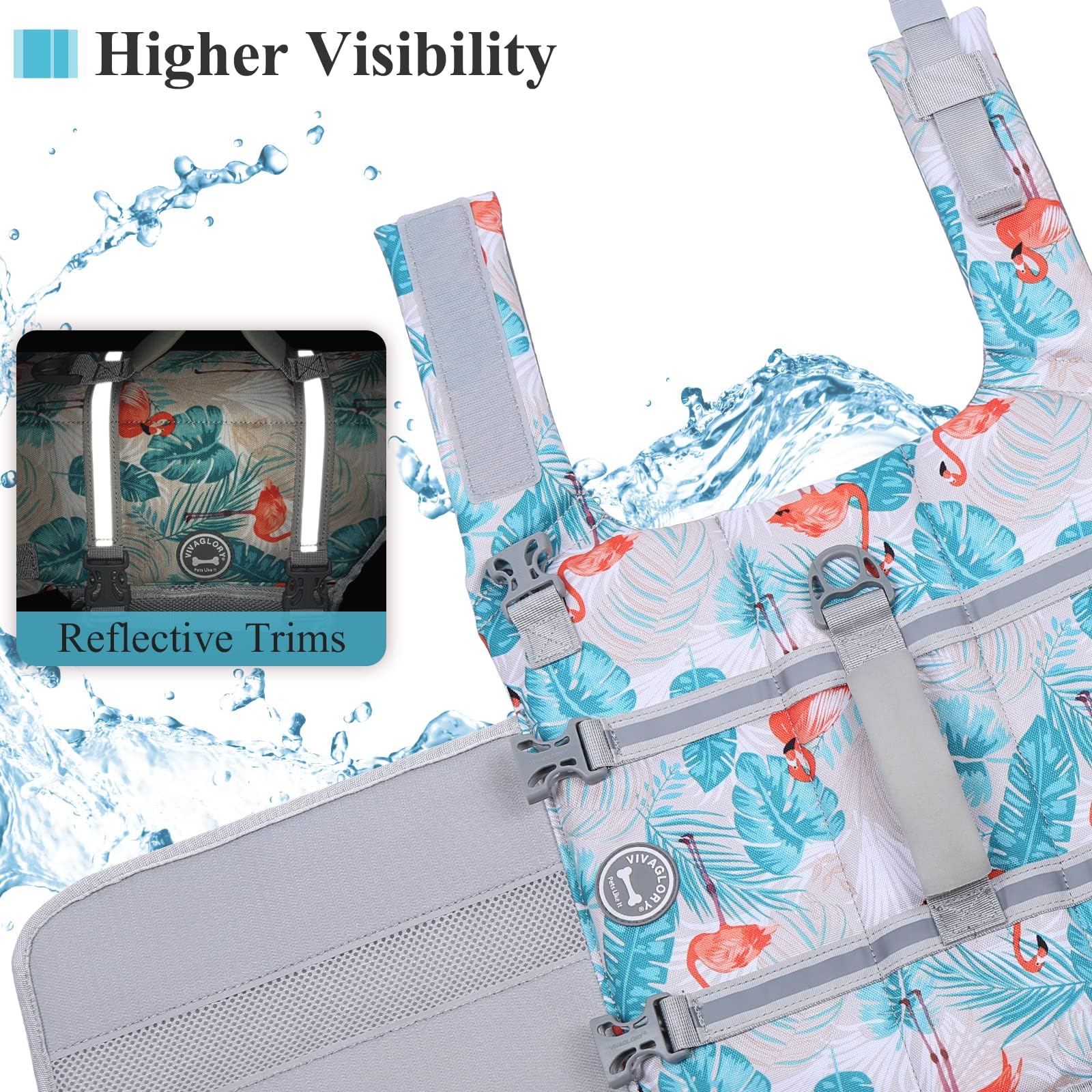 free shipping VIVAGLORY Ripstop Life et for Small Medium Large Dogs Boating, Dog Swimming Vest with Enhanced Buoyancy & Visibility, Northeast Florals-
