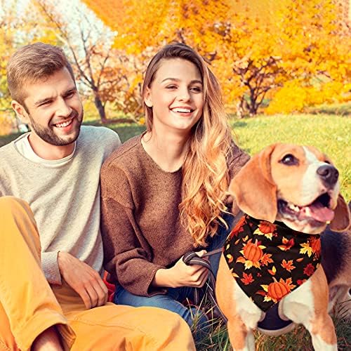 12 Pieces Thanksgiving Bandana Bandanas Clothes Accessories Maple Leaf Pumpkin Patterned Autumn Triangle Scarf Bibs for Large Small Dog Kerchief Cat P