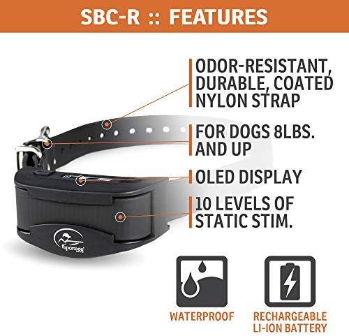 SportDOG NoBark SBC-R Rechargeable Shock Collar No Barking Device for Dogs, Waterproof Control Collar, Shock, Vibrate and Tone, Static Dog Bark E-Coll