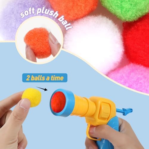 JPTECY Cat Ball Toy Launcher Gun 34pcs Cat Toys for Indoor Cats Interactive Cat Toy Kitten Toys Cat Balls Fetch Toy Cute Cat Toys Cat Ball Launcher, C