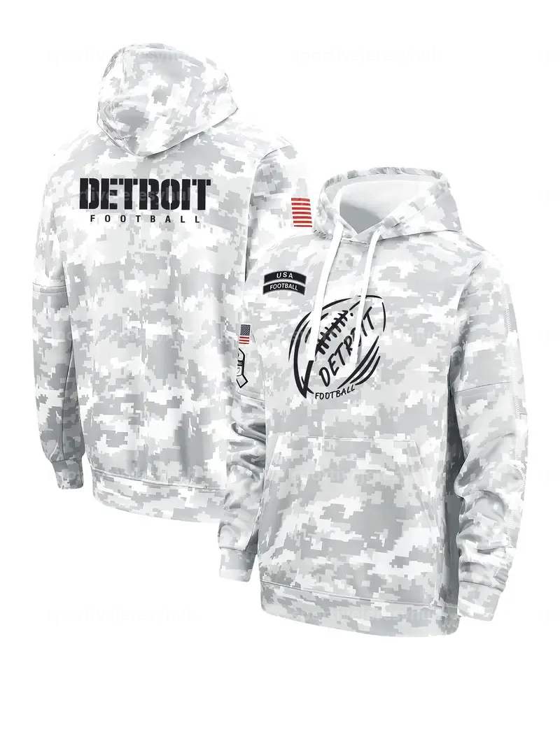2024 Camo Salute To Service Pullover Football Hoodie Jerseys Grey&Brown&Green Custom Any Name Number Sweatshirts S-3XL