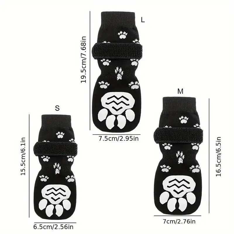 Anti-Slip Dog Socks 4pcs Paw Protector Traction Control Adjustable Indoor Wear Knitted Pet Socks Machine WashableXJ241127