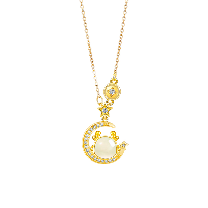 Chic Female Star Moon Dragon Elegant Necklace - Trendy Stainless Steel Bracelet Perfect for Commute