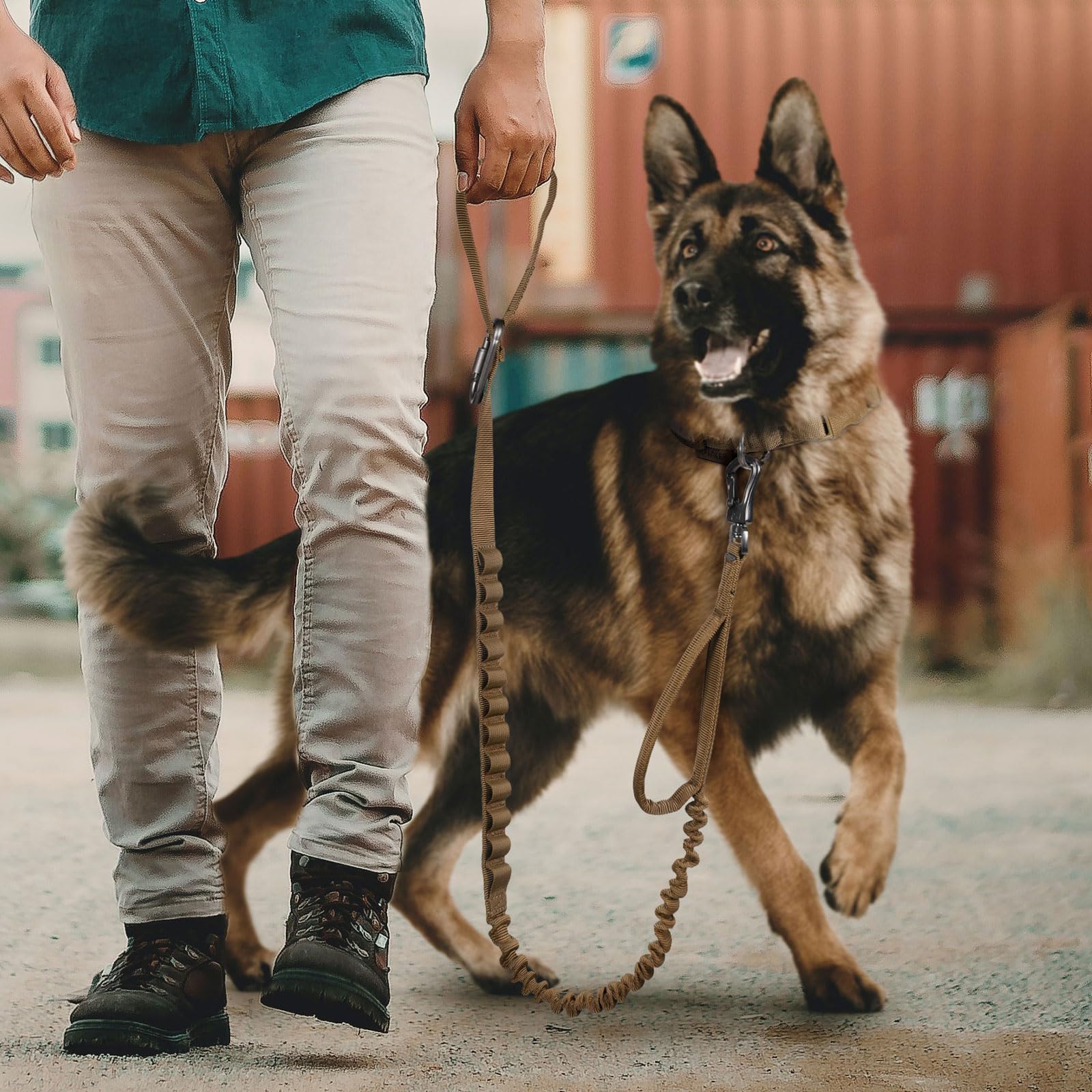 EXCELLENT ELITE SPANKER Tactical Bungee Military Adjustable Dog Leash Quick Release Elastic Leads Rope with 2 Control Handle