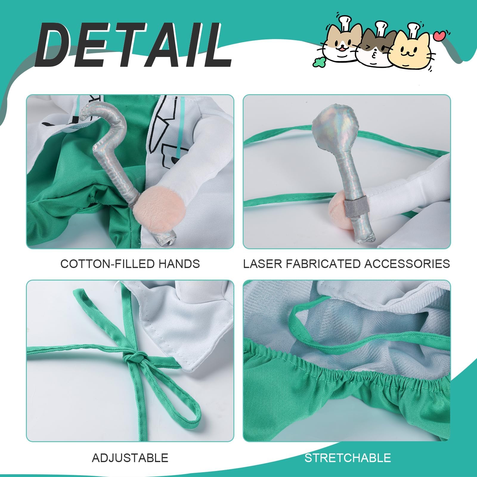 DELIFUR Halloween Dentist - Pet Dress Up Costume Funny Apparel Uniform Adjustable Doctor Cosplay Outfit for Medium Dog