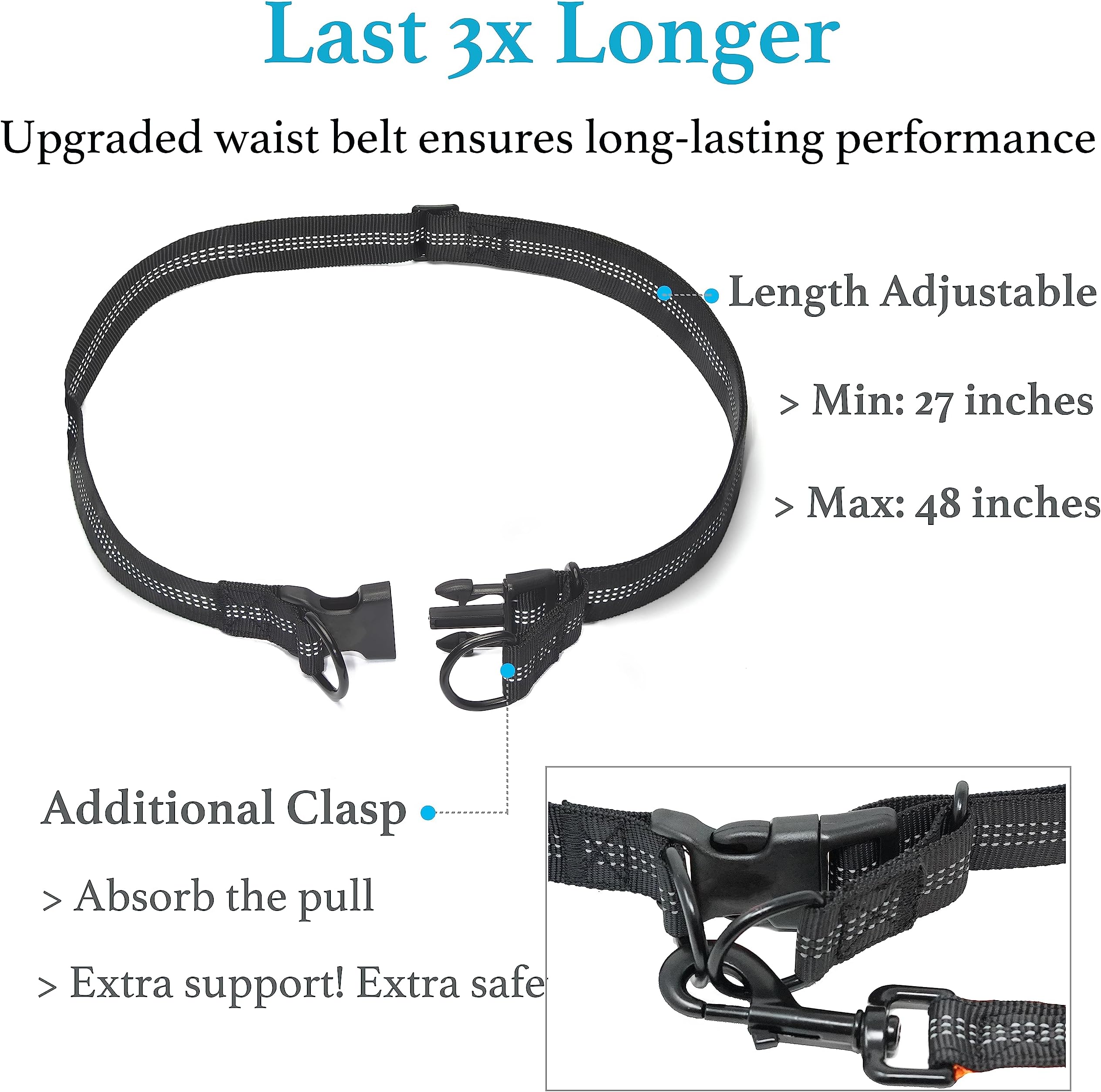 iYoShop Retractable Hands Free Dog u2013 Dual Handle Bungee Waist Leash for Small Medium and Large Dogs (25-150 lbs
