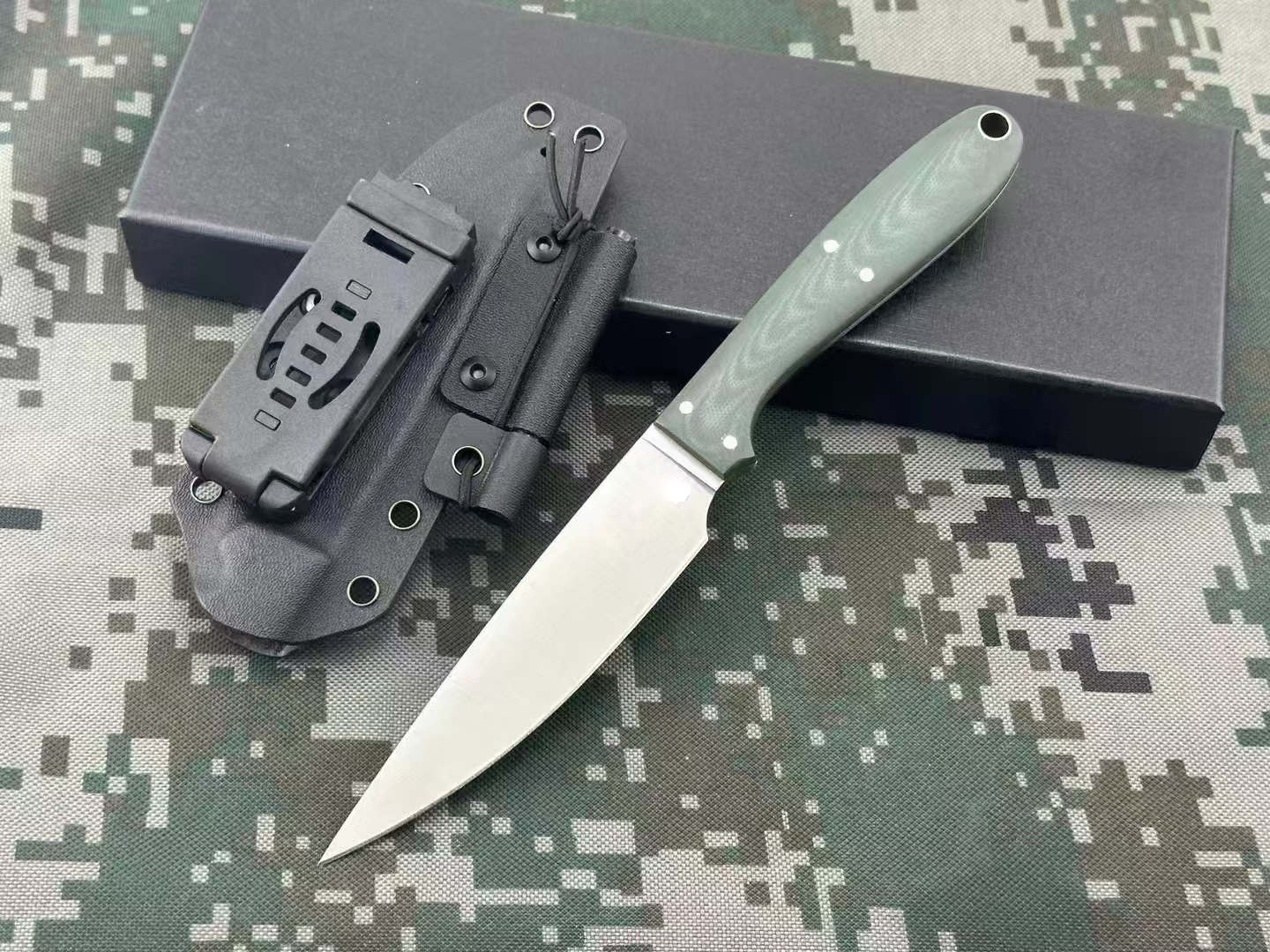 High Quality Survival Straight Knife S90V Satin Blade Full Tang G10 Handle Outdoor Camping Hiking Fishing Fixed Blade knife Knives with Kydex