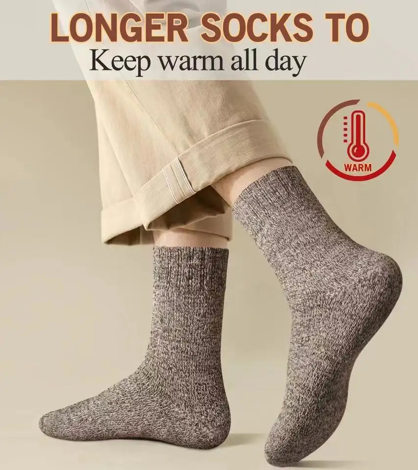 5 Pairs Winter Warm Mens Socks Wool Male Women Super Thicker Solid Merino Against Cold Snow Terry 241112