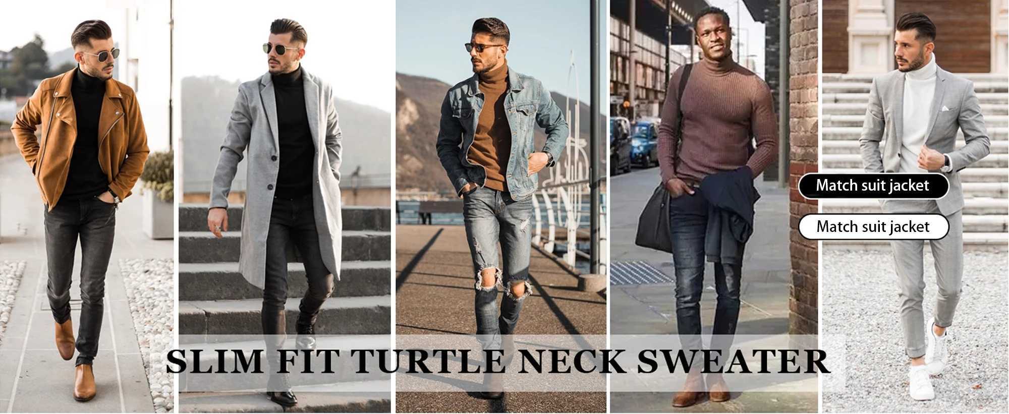 Autumn and winter new mens fully matched turtle neck sweater ultra-thin mens casual zipper sweater mens clothing X241126