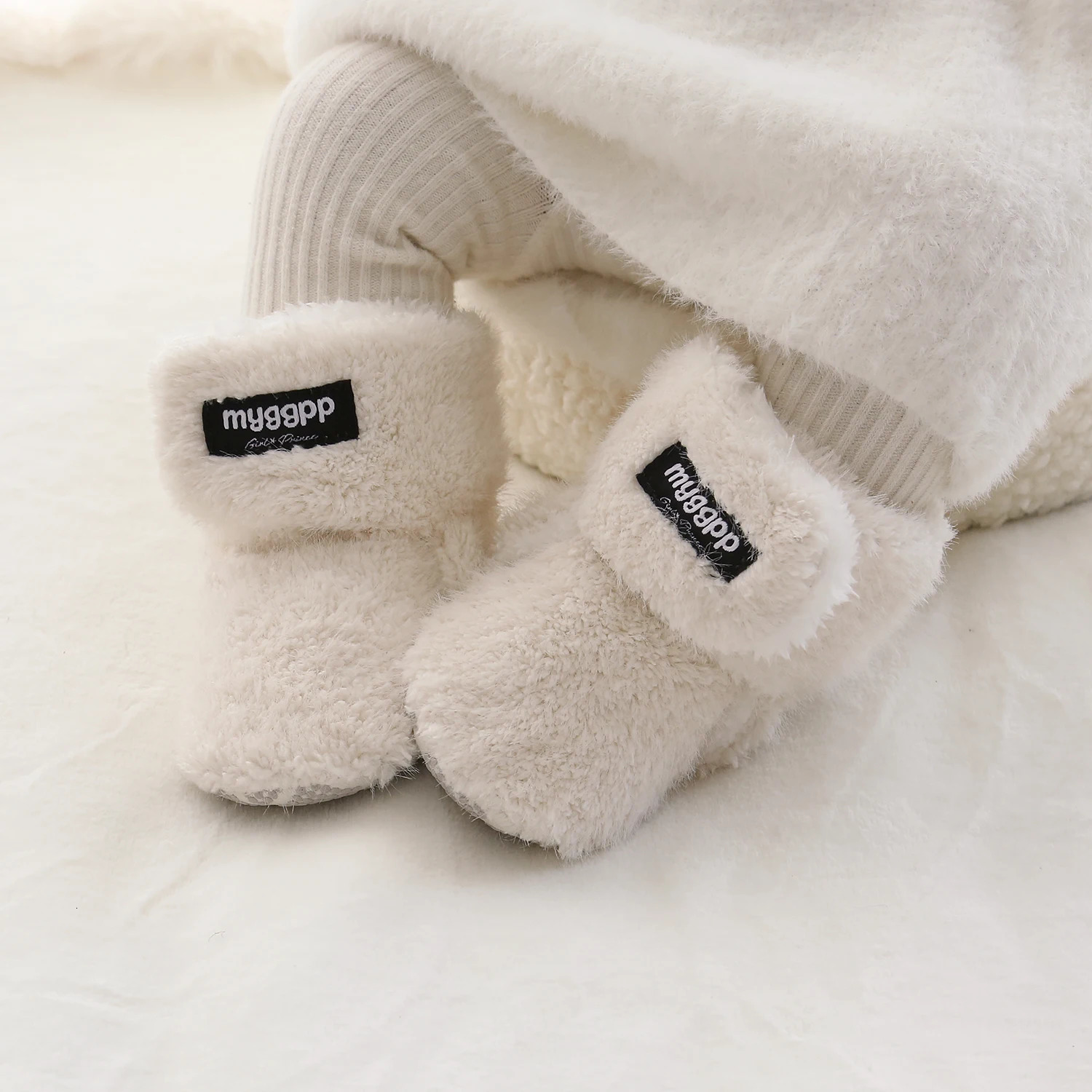 Winter Baby Boy Boots Cozy MidCalf Knit Fabric with Soft Sole Round Toe and Adjustable Magic Tape Closure for Infants Todd 241127