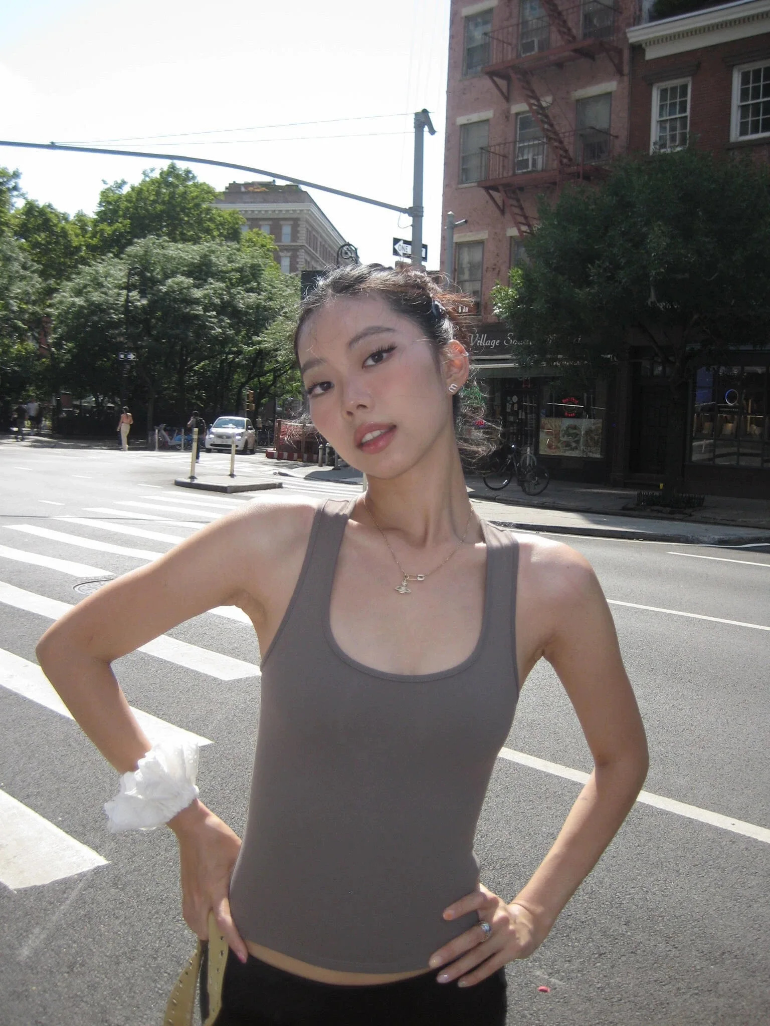 Tank Air Vest Halter Solid Color Black and White Powder Wide Shoulder I-shaped Tank Top Sports Day Wear 241126