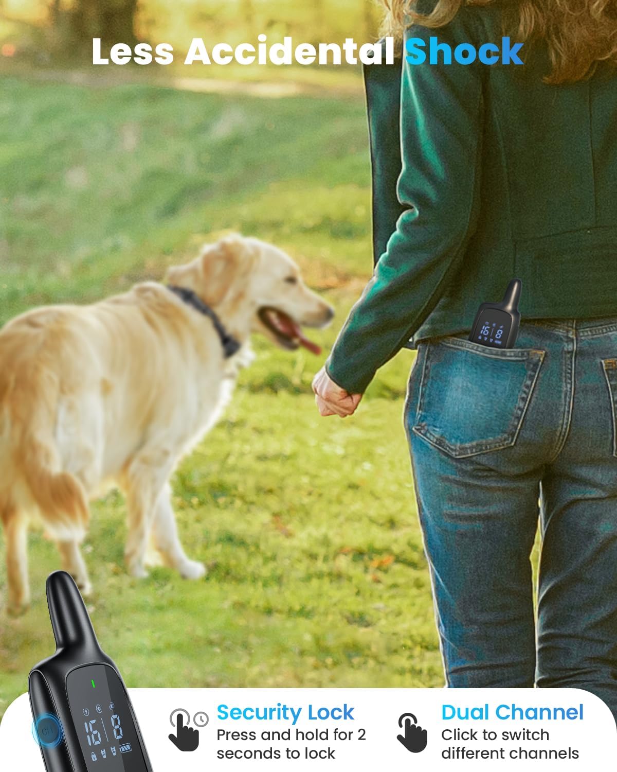BALPQAB Shock Collar, 3 Modes Electric Dog Training Collar with Remote Waterproof, Rechargeable E-Collar for Small Medium Large Dogs (5-120 LBS