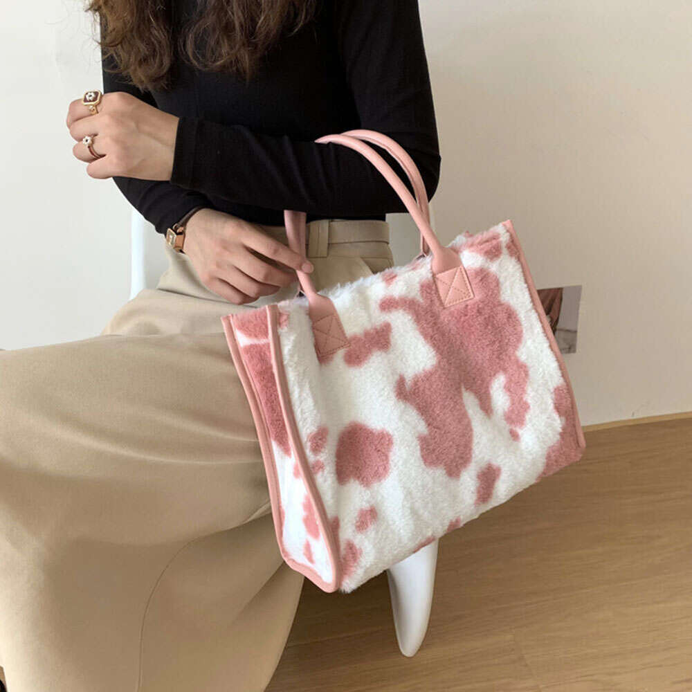 Designer Bag Top-Handle Bags Retro Cow Leopard Print PU Leather Plush Design Autumn Winter Fashion Small Women Small Handbags