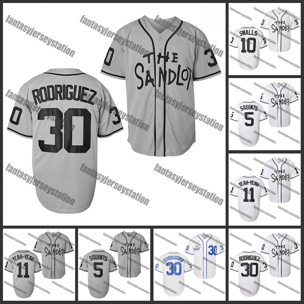 IN STOCK The Sandlot Baseball Jersey 30 Rodriguez Grey Embroidered Sports Shirt For Practice, Breathable Comfortable Fabric, Gifts For Son Dad Baseball Movie Fans