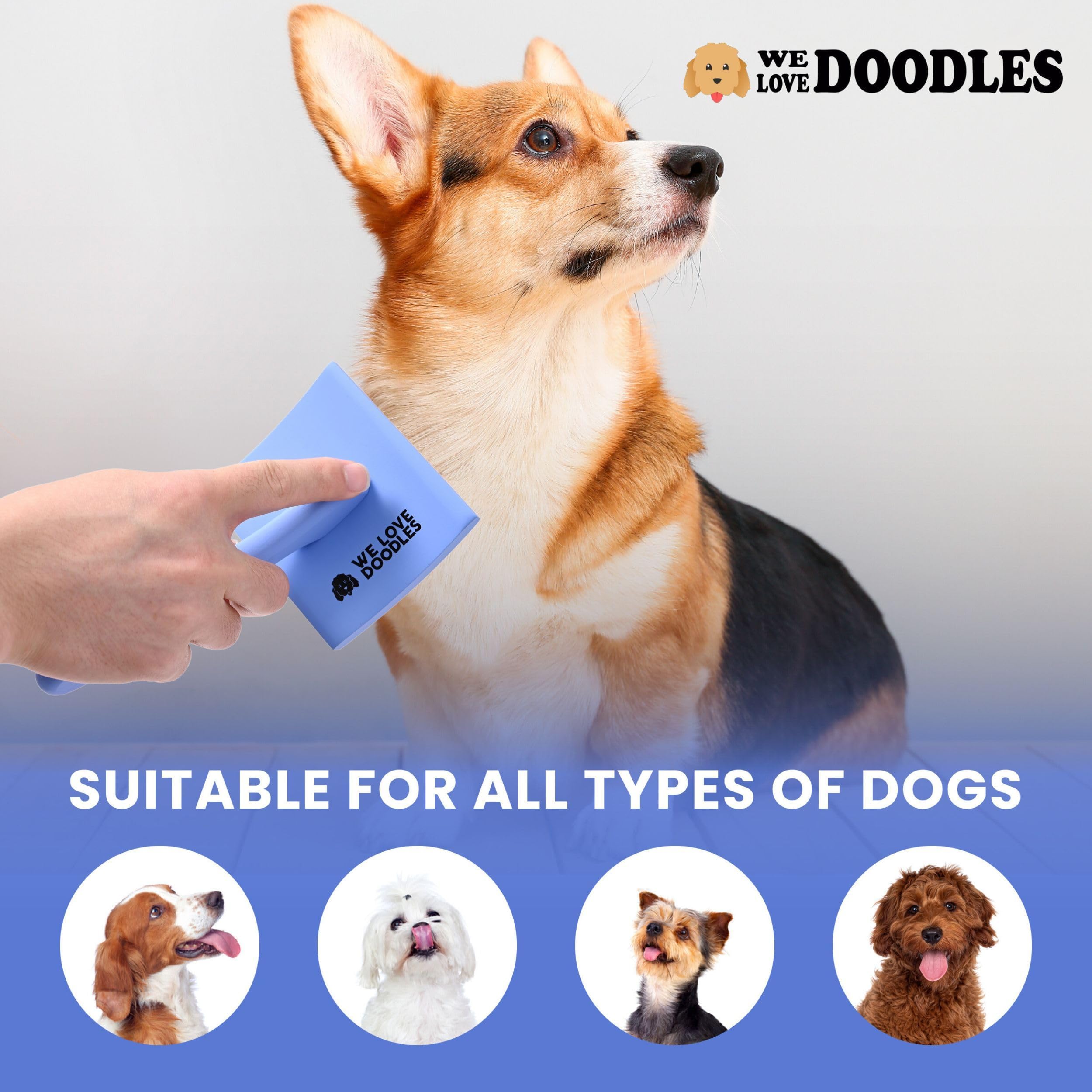 We Love Doodles Dog Slicker for Grooming Pet Hair Best Brushes Poodle & Golden Doodle Haired Dogs - Goldendoodle Long Pin Brush For Dematting