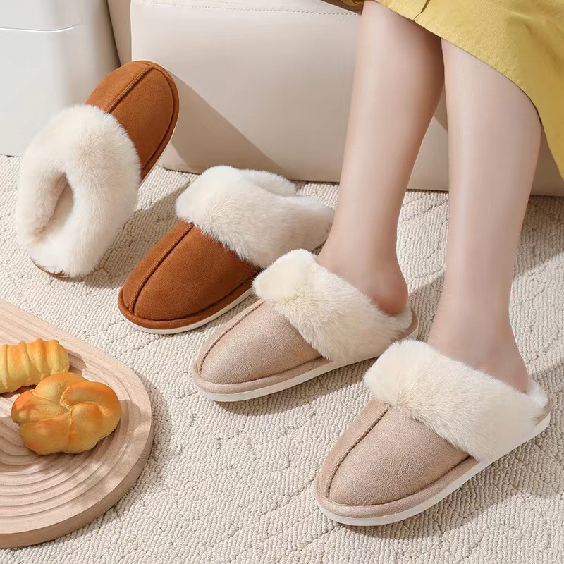 Free shipping winter flat fur slippers for women pink beige khaki grey Tan mens designer slides outdoor womens snow slipper comfort slip-on flats shoe